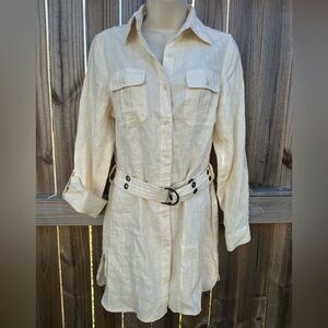 Tweeds 100% Linen Shirt Dress with Belt - Size Small